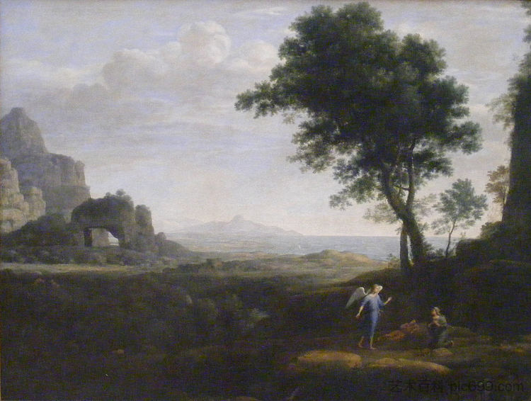 沙漠中的夏甲和伊斯梅尔 Hagar and Ismael in the desert (1668)，克劳德·洛兰