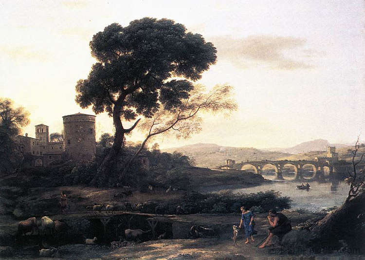 牧羊人的风景 - 莫尔桥 Landscape with Shepherds - The Pont Molle (1645)，克劳德·洛兰