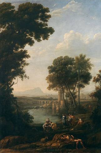 摩西发现的风景 Landscape with the finding of Moses (c.1638)，克劳德·洛兰