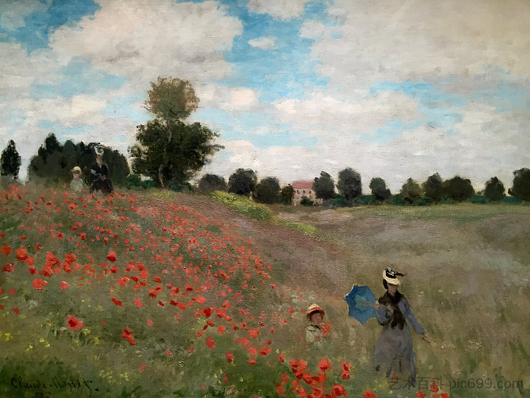 野生罂粟花，阿让特伊附近 Wild Poppies, near Argenteuil (1873)，克劳德·莫奈