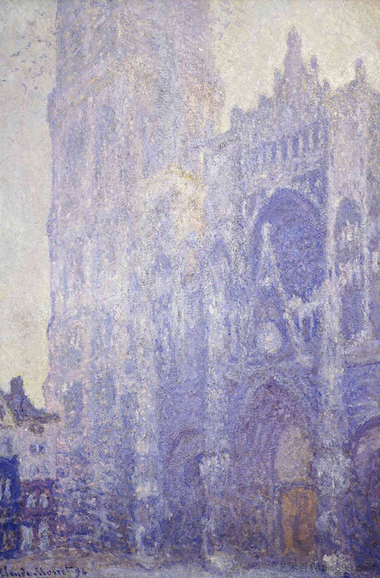 鲁昂大教堂;清晨-白色的和谐 Rouen Cathedral; Morning - White harmony (1894)，克劳德·莫奈