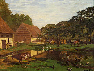 诺曼底的农家院 A Farmyard in Normandy (c.1863)，克劳德·莫奈