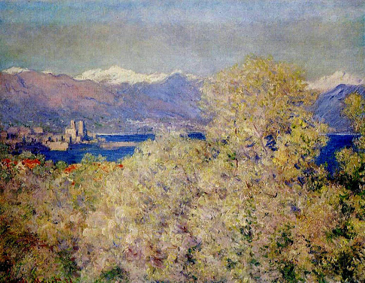 昂蒂布-萨利斯花园的景色 Antibes - View of the Salis Gardens (1888)，克劳德·莫奈
