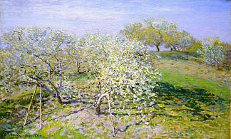 盛开的苹果树 Apple Trees in Bloom (1873)，克劳德·莫奈