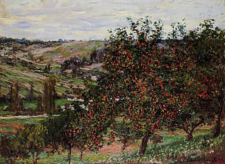 Vetheuil附近的苹果树 Apple Trees near Vetheuil (1878)，克劳德·莫奈