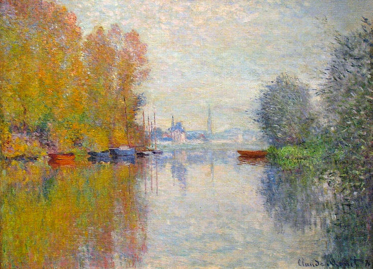 塞纳河上的秋天在阿让特伊 Autumn on the Seine at Argenteuil (1873)，克劳德·莫奈