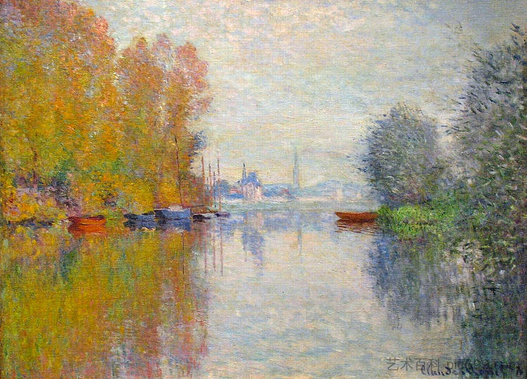 塞纳河上的秋天在阿让特伊 Autumn on the Seine at Argenteuil (1873),克劳德·莫奈