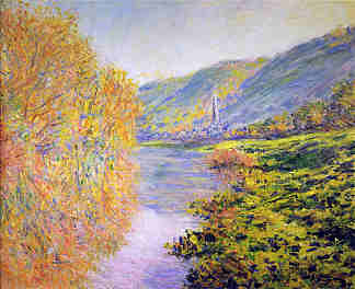 朱福斯的塞纳河畔，秋天 Banks of the Seine at Jeufosse, Autumn (1884)，克劳德·莫奈