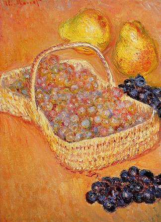 篮子里的葡萄、葡萄和梨 Basket of Graphes, Quinces and Pears (1882 – 1885)，克劳德·莫奈