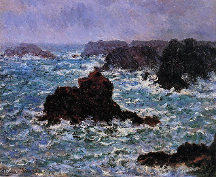 Belle-Ile，雨的效果 Belle-Ile, Rain Effect (1886)，克劳德·莫奈