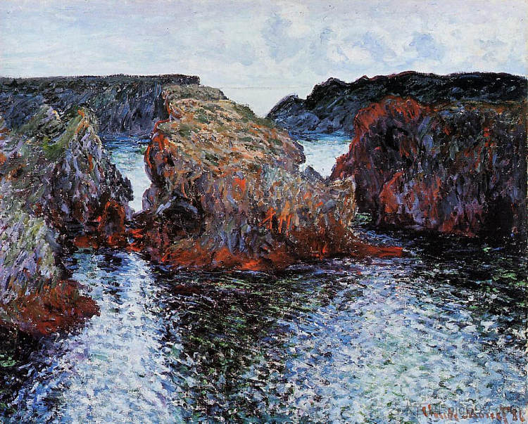 Belle-Ile, Port-Goulphar的岩石 Belle-Ile, Rocks at Port-Goulphar (1886)，克劳德·莫奈