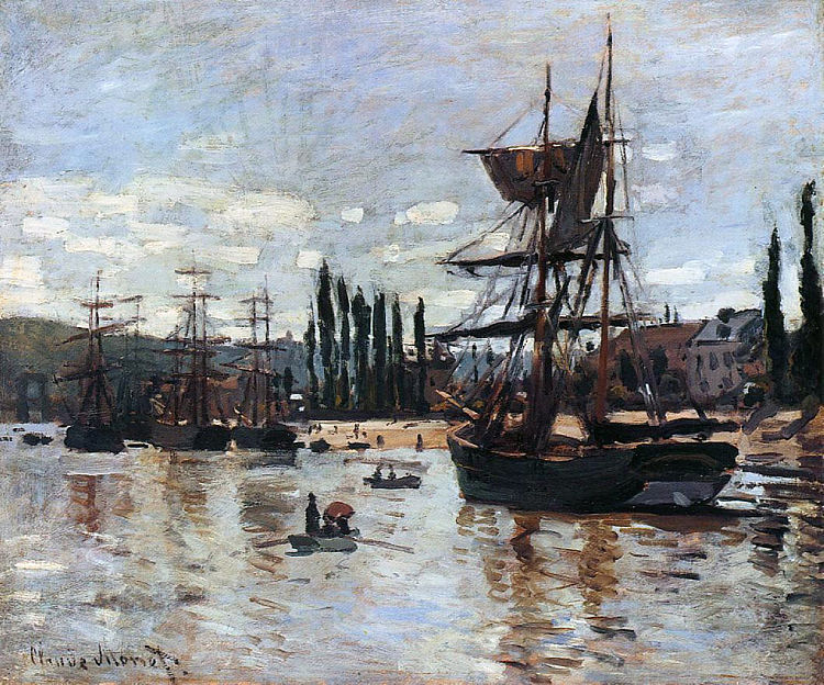 鲁昂的船屋 Boats at Rouen (1872)，克劳德·莫奈