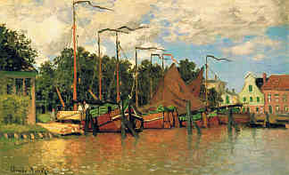 赞丹的船屋 Boats at Zaandam (1871)，克劳德·莫奈