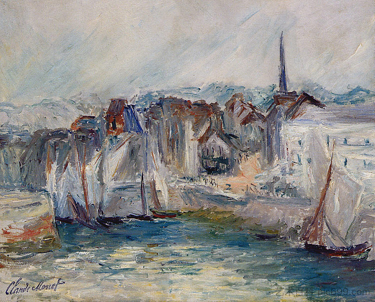 翁弗勒尔港的船只 Boats in the Port of Honfleur (1917),克劳德·莫奈