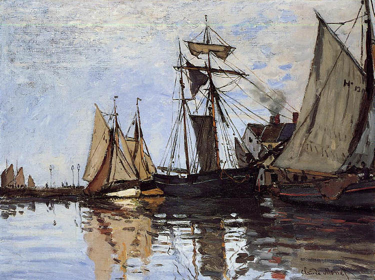 翁弗勒尔港的船只 Boats in the Port of Honfleur (1866)，克劳德·莫奈
