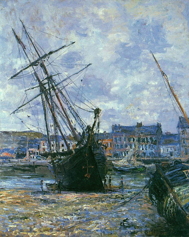 退潮时躺在法坎普的船只 Boats Lying at Low Tide at Facamp (1881),克劳德·莫奈