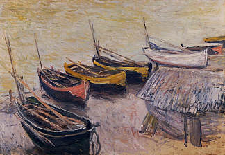 海滩上的船 Boats on the Beach (1883)，克劳德·莫奈