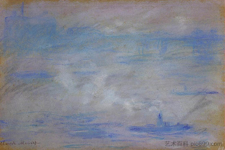 泰晤士河上的船只,雾效应 Boats on the Thames, Fog Effect (1901),克劳德·莫奈