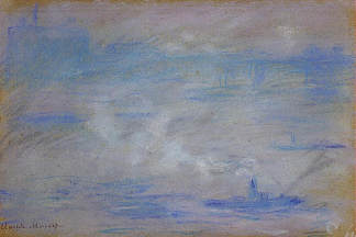 泰晤士河上的船只，雾效应 Boats on the Thames, Fog Effect (1901)，克劳德·莫奈