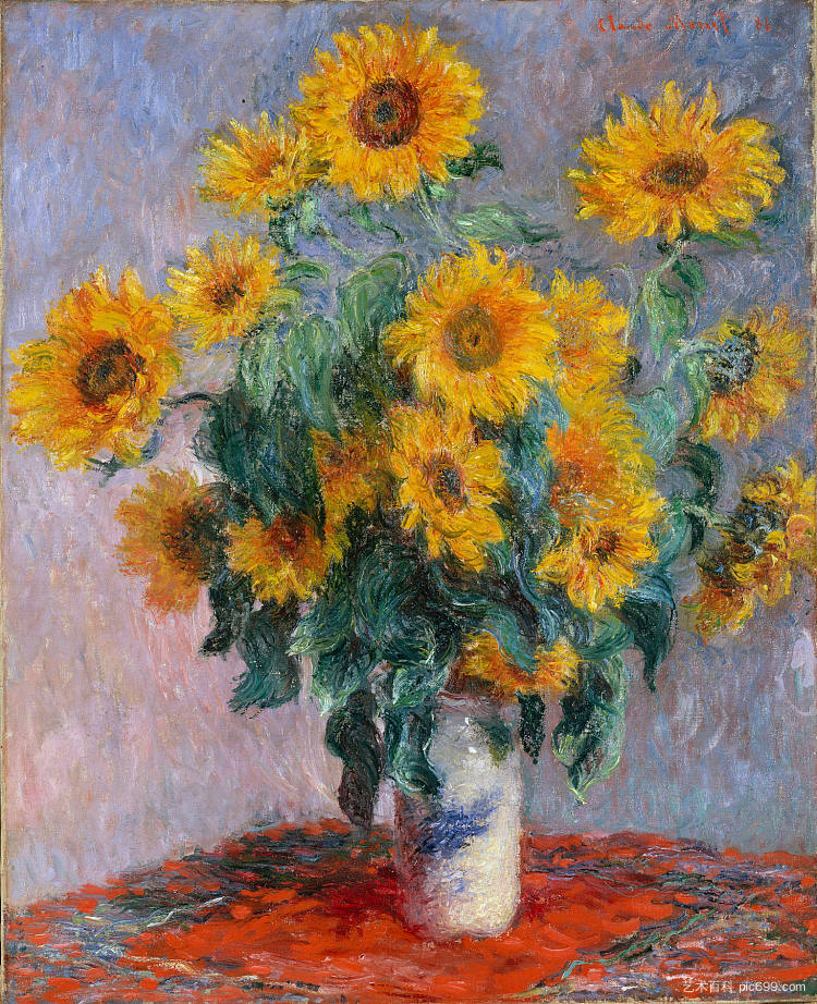 向日葵花束 Bouquet of Sunflowers (1880)，克劳德·莫奈