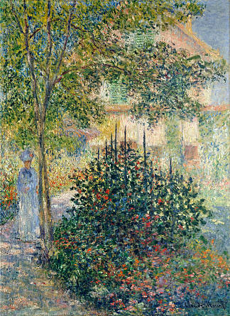 卡米尔·莫奈在阿让特伊故居花园 Camille Monet in the Garden at the House in Argenteuil (1876)，克劳德·莫奈