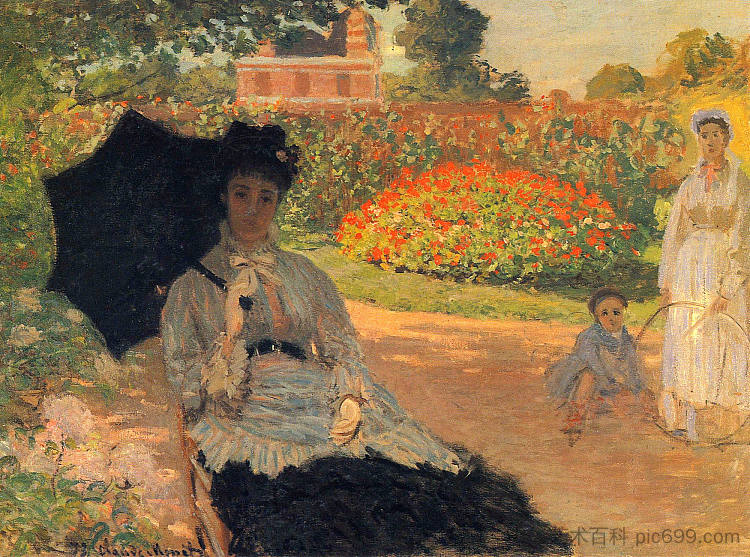 花园里的卡米尔·莫奈 Camille Monet in the Garden (1873)，克劳德·莫奈
