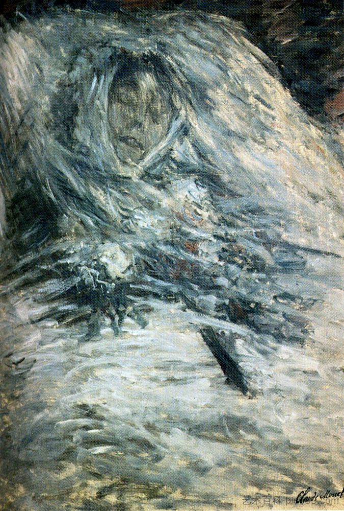 卡米尔·莫奈临终前 Camille Monet On Her Deathbed (1879)，克劳德·莫奈