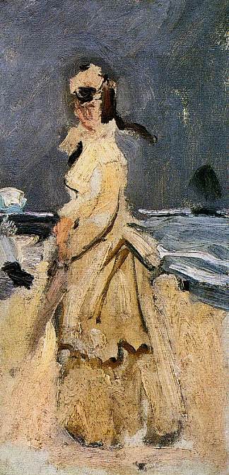 海滩上的卡米尔 Camille on the Beach (1870 – 1871)，克劳德·莫奈