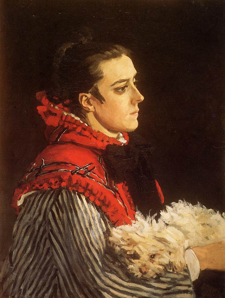 卡米尔与一只小狗 Camille with a Small Dog (1866)，克劳德·莫奈