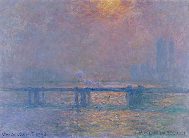 查令十字桥，泰晤士河 Charing Cross Bridge, The Thames (1903)，克劳德·莫奈