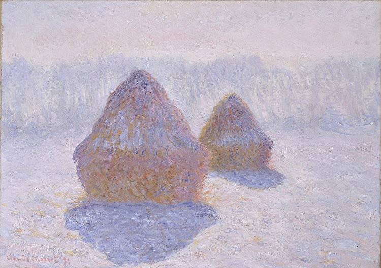 干草堆(雪和太阳的效果) Haystacks (Effect of Snow and Sun) (1891; Giverny,France  )，克劳德·莫奈