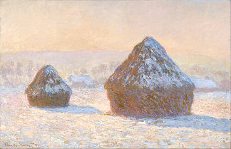 麦垛，雪的效果，早晨 Wheatstacks, Snow Effect, Morning (1891; Giverny,France                     )，克劳德·莫奈