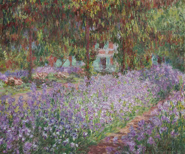 莫奈花园中的鸢尾花 Irises in Monet's Garden (1900)，克劳德·莫奈