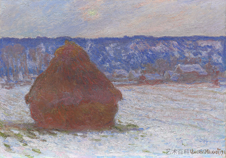 成堆的小麦(积雪效果，阴天) Stack of Wheat (Snow Effect, Overcast Day) (1890 - 1891)，克劳德·莫奈