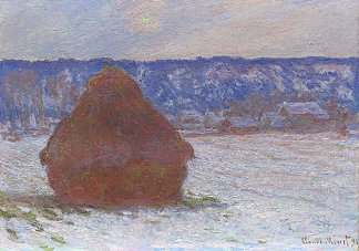 成堆的小麦(积雪效果，阴天) Stack of Wheat (Snow Effect, Overcast Day) (1890 – 1891)，克劳德·莫奈