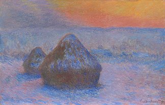 成堆的小麦(日落，雪的效果) Stacks of Wheat (Sunset, Snow Effect) (1890 – 1891; Giverny,France                     )，克劳德·莫奈