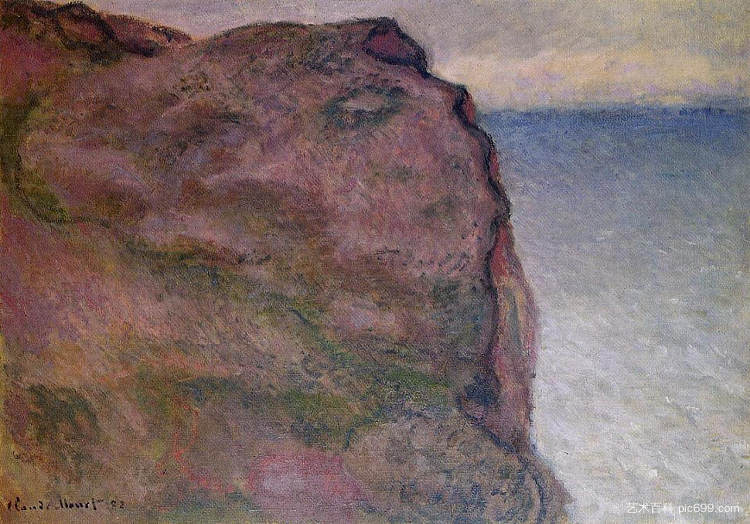 小艾利的悬崖，在瓦伦格维尔 Cliff at Petit Ailly, at Varengeville (1896)，克劳德·莫奈