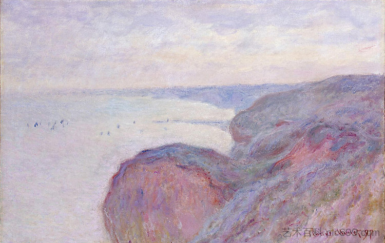 迪耶普附近的悬崖，阴天 Cliff near Dieppe, Overcast Skies (1897)，克劳德·莫奈