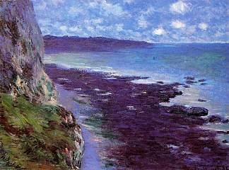 迪耶普附近的悬崖 Cliff near Dieppe (1882)，克劳德·莫奈