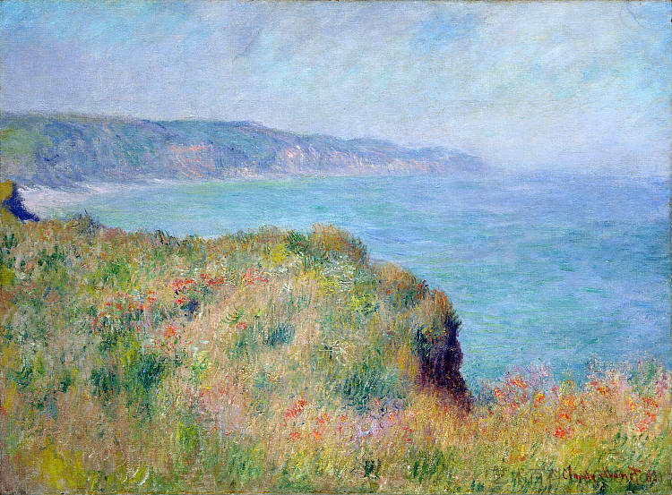 普维尔附近的悬崖 Cliff near Pourville (1882)，克劳德·莫奈