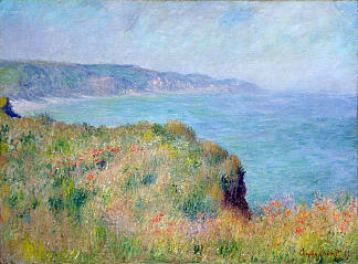 普维尔附近的悬崖 Cliff near Pourville (1882)，克劳德·莫奈