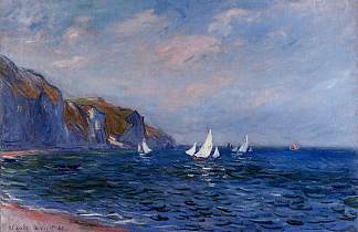 普尔维尔的悬崖和帆船 Cliffs and Sailboats at Pourville (1882)，克劳德·莫奈