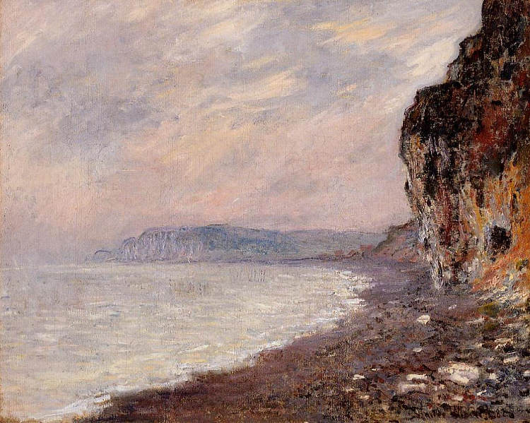 雾中的普维尔悬崖 Cliffs at Pourville in the Fog (1882)，克劳德·莫奈