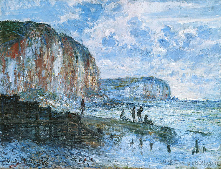 莱斯小达勒斯悬崖 Cliffs of Les Petites-Dalles (1880)，克劳德·莫奈