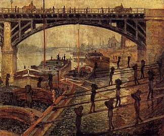 煤炭码头工人 Coal Dockers (1875)，克劳德·莫奈