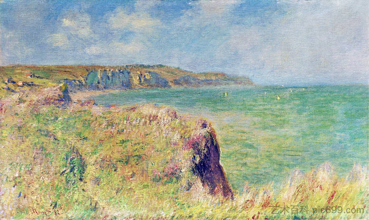 普尔维尔悬崖边缘 Edge of the Cliff at Pourville (1882)，克劳德·莫奈