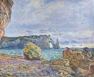 埃特雷塔特、海滩和阿瓦尔门 Etretat, the Beach and the Porte d’Aval (1883)，克劳德·莫奈