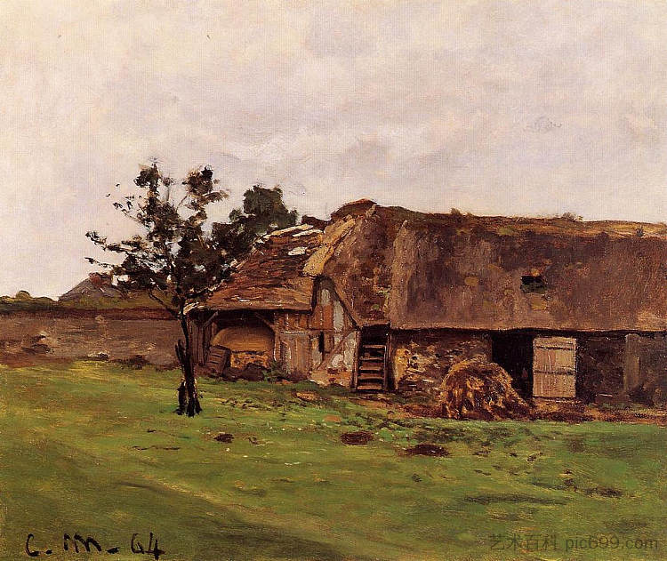 翁弗勒尔附近的农场 Farm near Honfleur (1864)，克劳德·莫奈