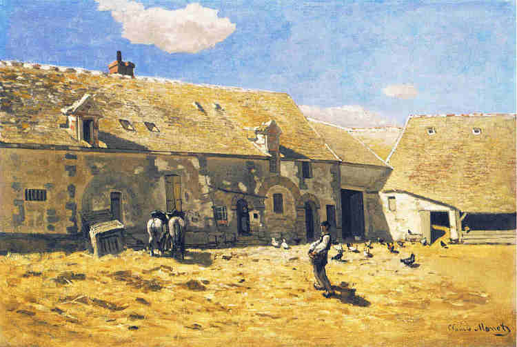 夏伊的农家院 Farmyard at Chailly (1865)，克劳德·莫奈