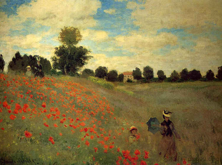 罂粟花领域 Field of Poppies (1873)，克劳德·莫奈